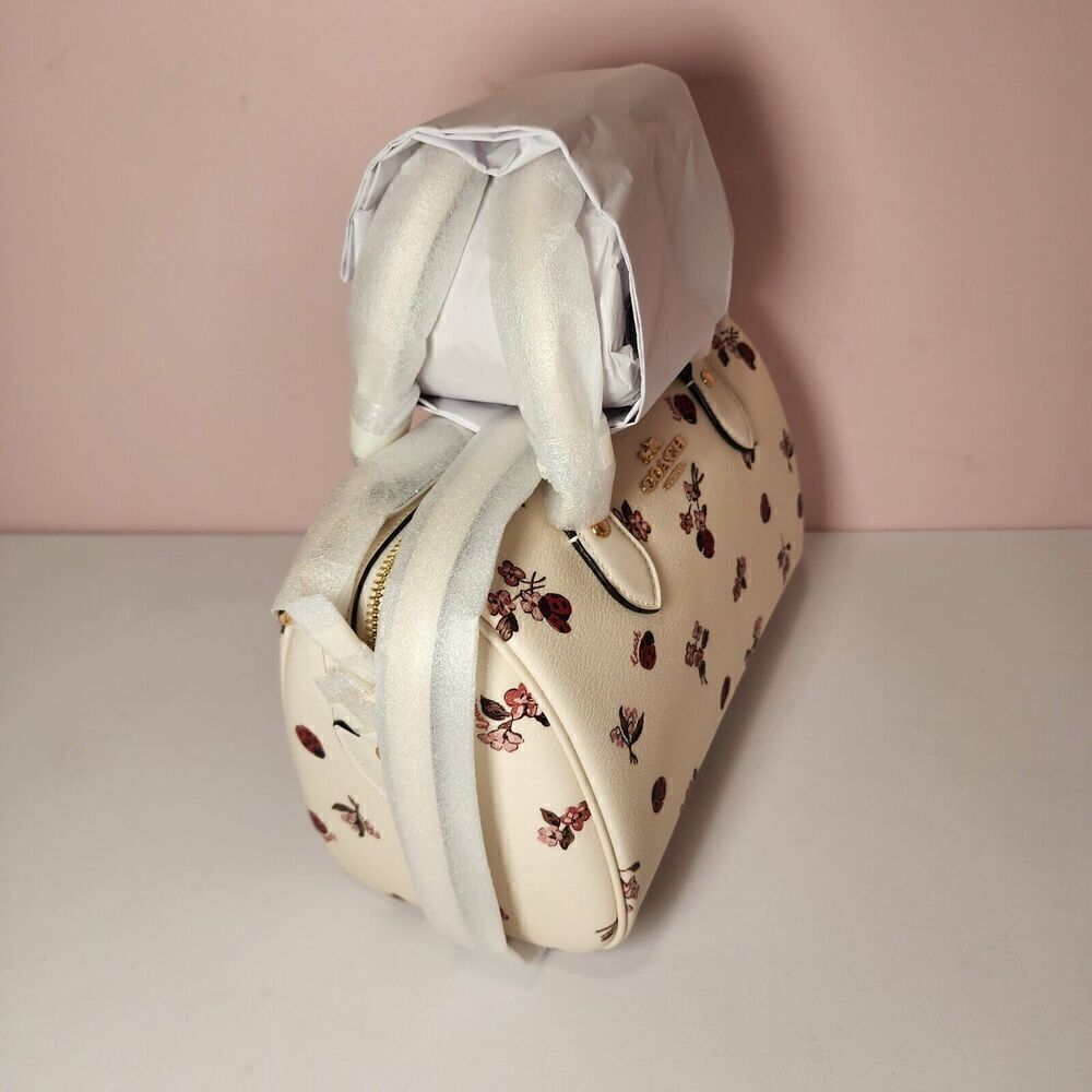 NWT COACH CU272 Rowan Satchel Ladybug Floral Print Crossbody Bag Chalk - Picture 2 of 6